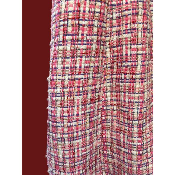 House Of Harlow 1960 Pink Tweed Plaid Mini Dress Preppy Y2K Old Money Style Sz M - Picture 3 of 6